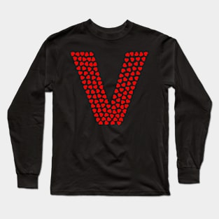 Letter V Heart Shape Initial Long Sleeve T-Shirt